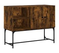 mtlskopl Buffet en bois de chêne fumé 100 x 40 x 79,5 cm avec pieds en fer, commode de rangement pour couloir et salon, buffet moderne au look industriel