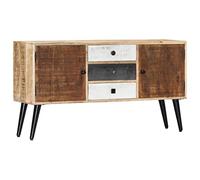 mtlskopl Buffet en bois de manguier 118 x 30 x 62 cm avec 3 tiroirs et 2 portes - Moderne - Bois massif - Buffet de cuisine pour salon, couloir, bureau