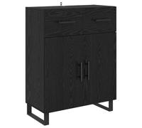 mtlskopl Buffet en chêne noir - 69,5 x 34 x 90 cm - En bois avec tiroir et 2 portes - Charge maximale : 60 kg - Meuble compact et moderne pour couloir, salon, bureau