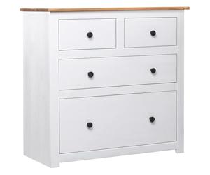 mtlskopl Buffet en pin blanc - 80 x 40 x 83 cm - Avec 4 tiroirs - Design rustique - Commode moderne pour salon, couloir, cuisine