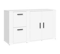 mtlskopl Buffet étroit, blanc, 100 x 33 x 59,5 cm, en bois avec 2 portes, grand espace de rangement, armoire d'appoint moderne pour salon, couloir, bureau