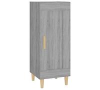 mtlskopl Buffet étroit gris sonoma 34,5 x 34 x 90 cm en bois avec pieds en bois massif, trois compartiments, porte flexible, stable et facile d'entretien, moderne pour couloir, salon, bureau