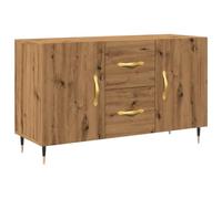 mtlskopl Buffet fin en chêne artisanal 100 x 36 x 60 cm avec matériau en bois et pieds en métal, commode de rangement pour couloir, salon ou bureau, facile à construire