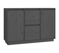 mtlskopl Buffet Gris 111x34x75 cm en Bois de Pin Massif, Commode Rustique de Rangement avec Portes et Étagères pour Salon, Salle à Manger, Couloir, Meuble Bahut Bas Élégant