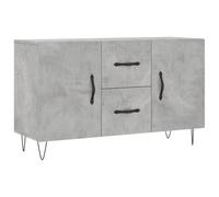 mtlskopl Buffet gris béton - 100 x 36 x 60 cm - En bois moderne avec pieds en métal - Robuste - Beaucoup d'espace de rangement pour salon, couloir, bureau