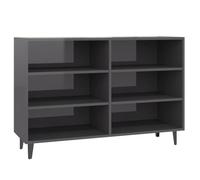 mtlskopl Buffet gris brillant 103 x 35 x 70 cm - Buffet haut moderne en bois avec 6 étagères et pieds en métal - Durable et robuste - Pour salon, cuisine, couloir, salle à manger