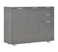 mtlskopl Buffet Gris Brillant 107x35x80,5 cm, Meuble de Rangement en Bois d'Ingénierie pour Salon et Salle à Manger, Bahut Bas Moderne avec 2 Tiroirs et 3 Portes
