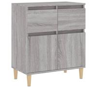 mtlskopl Buffet gris sonoma 60 x 35 x 70 cm en bois et pieds d'eucalyptus, 2 tiroirs et 2 portes, meuble de rangement étroit, moderne et stable, pour couloir, salon, bureau