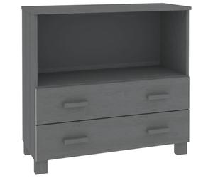 mtlskopl Buffet HAMAR en Bois de Pin Massif, Bahut de Rangement avec 2 Tiroirs et 1 Compartiment pour Salon et Salle à Manger, Commode Moderne en Pin Massif, Gris Foncé 85x35x80 cm