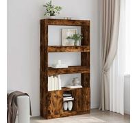 mtlskopl Buffet haut 92 x 33 x 180 cm, en bois de chêne fumé, avec espace de rangement, robuste et moderne, pour salon, bureau, chambre à coucher