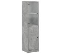 mtlskopl Buffet Haut Armoire de Rangement avec Porte en Verre Meuble de Rangement en Bois d'Ingénierie pour Salon Salle à Manger et Bureau Gris Béton 35 x 37 x 142 cm
