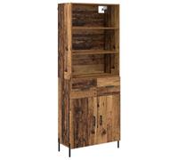 mtlskopl Buffet Haut Armoire de Salon et Salle à Manger, Meuble de Rangement en Bois d'Ingénierie Coloris Bois Ancien, 69,5 x 32,5 x 180 cm, avec 2 Portes et Tiroir
