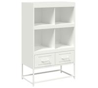 mtlskopl Buffet haut blanc 68 x 39 x 111,5 cm en acier - Design moderne avec 4 compartiments et 2 tiroirs - Organiseur de rangement robuste pour couloir, salon, bureau