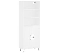 mtlskopl Buffet haut blanc 69,5 x 34 x 180 cm en bois avec pieds en métal - Buffet moderne avec beaucoup d'espace de rangement pour salon, couloir, cuisine