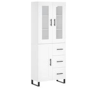 mtlskopl Buffet Haut Blanc 69,5x34x180 cm Meuble de Rangement en Bois d'Ingénierie et Métal Armoire Vitrine avec Portes pour Salon Salle à Manger et Cuisine Style Moderne
