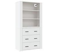 mtlskopl Buffet haut blanc 80 x 33 x H 150 cm en bois dérivé du bois, buffet moderne, pour cuisine, couloir, salon, avec fixation murale, peu encombrant et durable, pour salon, couloir et chambre à