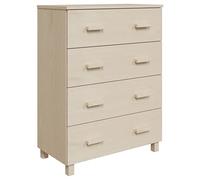 mtlskopl Buffet Haut en Bois Massif de Pin HAMAR, Commode de Rangement avec 4 Tiroirs pour Salon et Entrée, Meuble à Tiroirs Chiffonnier Marron Miel, 79x40x103,5 cm