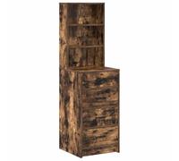 mtlskopl Buffet haut en chêne fumé 40 x 41 x 135 cm en bois avec 4 tiroirs, design moderne, robuste et durable, pour salle à manger, couloir, bureau et chambre à coucher