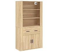 mtlskopl Buffet haut en chêne Sonoma - 80 x 33 x 150 cm - Buffet moderne avec accessoire - Beaucoup d'espace de rangement - Montage mural pour salon, couloir, cuisine