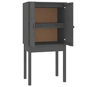 mtlskopl Buffet haut en pin massif, 60 x 40 x 120 cm, gris, avec poignées en cuir synthétique, miracle de rangement rustique, pour salon, couloir, bureau et chambre à coucher