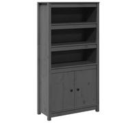 mtlskopl Buffet Haut Gris 80x35x154 cm en Bois de Pin Massif, Vaisselier Rustique avec 3 Compartiments Ouverts et 2 Portes, Meuble de Rangement pour Salon et Salle à Manger