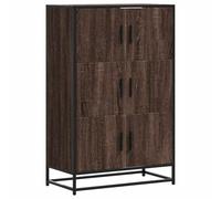mtlskopl Buffet haut marron chêne 68 x 35 x 106,5 cm - Cadre en métal résistant au basculement avec support mural - Grand espace de rangement pour couloir, salon, bureau