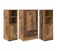 mtlskopl Buffet Haut Meuble de Rangement 3 Pcs, Bahut Moderne en Bois d'Ingénierie Bois Ancien, Commode de Salle à Manger et Salon avec 4 Portes et 1 Tiroir, 132x35,5x103,5 cm