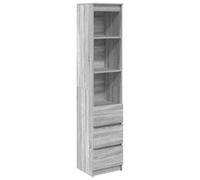 mtlskopl Buffet Haut Meuble de Rangement en Bois d'Ingénierie Gris Sonoma 37,5x35x180 cm, Armoire de Salon Étroite avec 3 Étagères et 3 Tiroirs pour Bureau, Entrée et Couloir