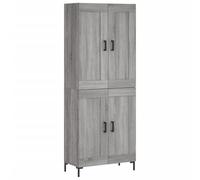 mtlskopl Buffet Haut Meuble de Rangement Sonoma Gris 69,5x34x180 cm Armoire de Salon en Bois d'Ingénierie avec Portes et Pieds en Fer Vaisselier pour Cuisine et Séjour