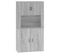 mtlskopl Buffet Haut Meuble de Rangement Vaisselier en Bois d'Ingénierie, Armoire de Salon et Salle à Manger avec Grand Espace de Stockage, Sonoma Gris, 80 x 33 x 150 cm