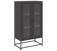 mtlskopl Buffet haut noir en acier laminé à froid 68 x 39 x 123 cm étroit avec 6 compartiments, 2 portes, charge maximale de 90 kg, design moderne pour couloir, bureau, salon