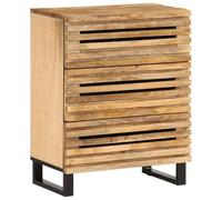 mtlskopl Buffet industriel 60 x 34 x 75 cm en bois de manguier brut et acier avec 3 tiroirs pour chambre à coucher et salon, petite armoire de rangement pour un rangement élégant