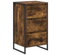 mtlskopl Buffet Industriel en Bois d'Ingénierie, Meuble Bas de Rangement avec Tiroir et Pieds en Acier, Commode Design Moderne pour Salon et Bureau, Chêne Fumé, 42 x 36 x 75,5 cm