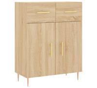 mtlskopl Buffet Meuble de Rangement Bahut avec Portes, Commode de Salon en Bois d'Ingénierie et Métal pour Entrée et Couloir, Style Moderne Chêne Sonoma, 69,5 x 34 x 90 cm