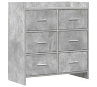mtlskopl Buffet Meuble de Rangement Bas avec 6 Tiroirs, Commode Chiffonnier en Bois d'Ingénierie pour Salon, Salle à Manger, Couloir, Gris Béton, 75 x 33 x 80 cm
