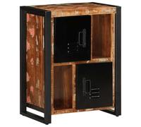 mtlskopl Buffet Multicolore en Bois Massif de Récupération 55x35x70 cm, Meuble de Rangement avec Portes et Pieds en Fer pour Salon, Entrée et Salle à Manger, Style Vintage Industriel