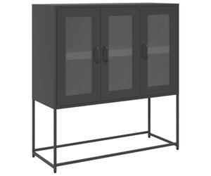 mtlskopl Buffet noir 100,5 x 39 x 107 cm, en acier laminé à froid avec design moderne, pieds en métal stables, grand espace de rangement, commode étroite pour salon, chambre à coucher, bureau, couloir