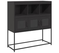 mtlskopl Buffet noir 100,5 x 39 x 107 cm en acier laminé à froid, design moderne avec beaucoup d'espace de rangement, commode en métal robuste pour salon, couloir, cuisine et bureau