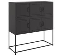 mtlskopl Buffet noir 100,5 x 39 x 107 cm en acier laminé à froid - Design moderne - Robuste et durable - Avec 6 portes - Pour salon, couloir, bureau