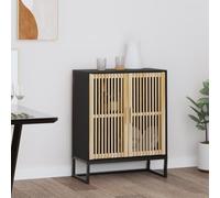 mtlskopl Buffet noir 60 x 30 x 75 cm en bois de pin massif, pieds en fer massif, design moderne avec espace de rangement, pour bureau, salon, couloir, chambre à coucher