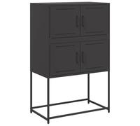 mtlskopl Buffet noir 68,5 x 38,5 x 107 cm en acier au look industriel, 4 compartiments, fixation murale, design moderne, robuste et durable pour couloir, salon et chambre à coucher