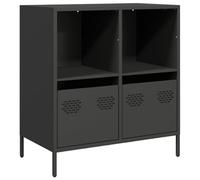 mtlskopl Buffet Noir 68x39x73,5 cm en Acier Laminé à Froid, Meuble de Rangement Industriel avec 2 Tiroirs et 2 Étagères, Buffet Haut Moderne pour Salon, Bureau et Couloir