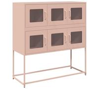 mtlskopl Buffet rose - 100,5 x 39 x 107 cm - En acier laminé à froid - Avec poignées - Armoire de rangement moderne pour couloir, salon et bureau