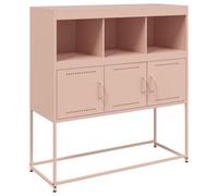 mtlskopl Buffet rose 100,5 x 39 x 107 cm en acier laminé à froid - Design moderne - Robuste et durable - Avec 3 portes et 3 compartiments - Pour salon, couloir, bureau