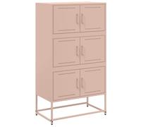 mtlskopl Buffet rose - 68,5 x 38,5 x 123,5 cm - En acier au look industriel - 6 compartiments et porte pratique - Armoire de rangement moderne avec fixation murale pour couloir, salon, chambre à