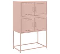 mtlskopl Buffet rose en acier - 68,5 x 38,5 x 107 cm - Commode industrielle à 4 compartiments - Armoire de rangement robuste - Design moderne - Peu encombrant - Pour salon, couloir et chambre à