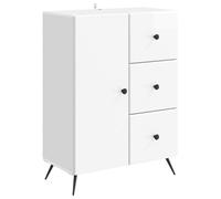 mtlskopl Buffet Vaisselier Blanc Brillant 66 x 34,5 x 90 cm, Meuble de Rangement en Bois d'Ingénierie avec 3 Tiroirs et 1 Porte pour Salon, Salle à Manger et Bureau