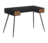 mtlskopl Bureau antique 117 x 56,5 x 75 cm en teck massif recy vec structure en fer noir, table de bureau recy vec tiroirs pour le bureau à domicile, le salon et la chambre à coucher