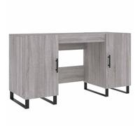 mtlskopl Bureau d'Écriture avec 4 Compartiments Gris Sonoma 140cm | Table de travail industrielle avec pieds en fer, idéale pour optimiser l'espace dans une chambre ou un bureau à domicile.