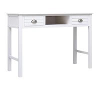 mtlskopl Bureau d'Écriture en Bois Massif Blanc 108x45x76 cm | Console polyvalente pour salon ou chambre, équipée de deux tiroirs de rangement et un grand plateau.